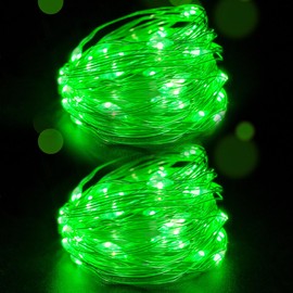 2 Pack Battery Powered Fairy Lights, LED String Lights with Timer, 6 Hours On/18 Hours Off, 30 LEDs, 10 Feet Silver Cord, Bedroom Home DIY Birthday Christmas Party Decoration (2, Green)