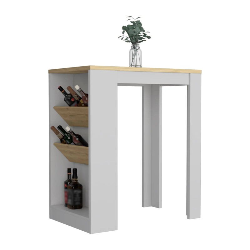 Kenton Kitchen Island with Two Bottle Organizer and Shelf Practical