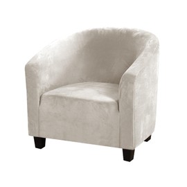 HOMECOVER Armchair Protector Elastic Armchair Cover Velour Armrest Protective Cover for Club Chair for Single Sofa Club Chair Cocktail Chair Beige Small