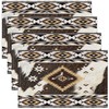 Cowhide Aztec Washable Fabric Decoration Table Mats Placemats Set of