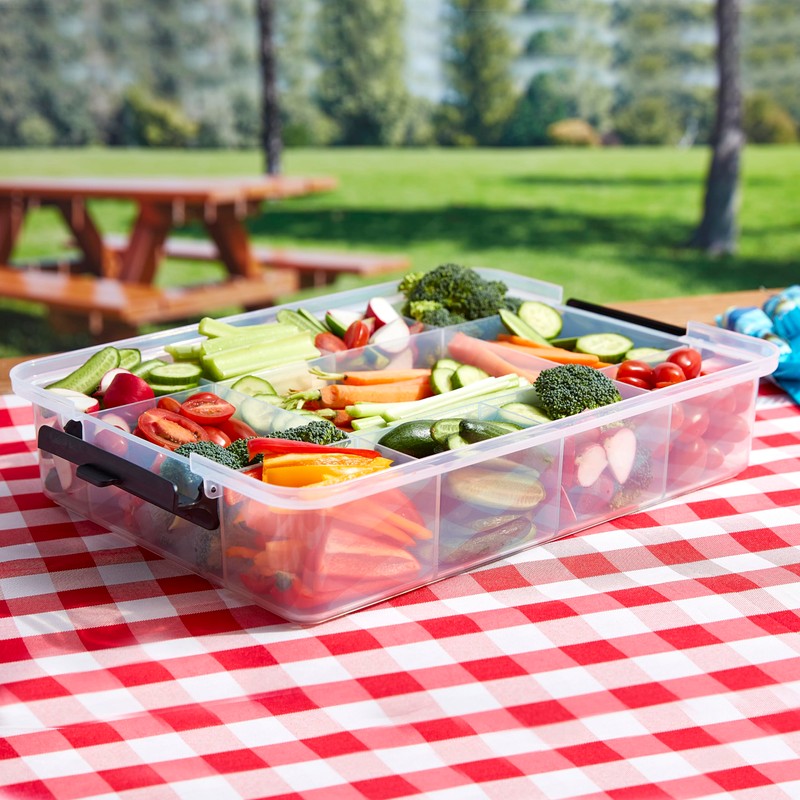 Farberware Build Snacklebox Serving Tray with Locking Bamboo Cutting Board