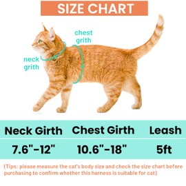 Cat Harness and Leash Escape Proof for Walking Travel Outdoor - Soft Nylon Adjustable Cute Cat Harness Leash Set with Airtag Holder for Small Large Cats