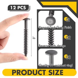 MorningRo 12 Pack Vinyl Shutter Fasteners Plastic Shutter Screws Window Shutters Exterior Spike Loks for Installing Decorative Exterior Vinyl Shutters (Dark Gray)
