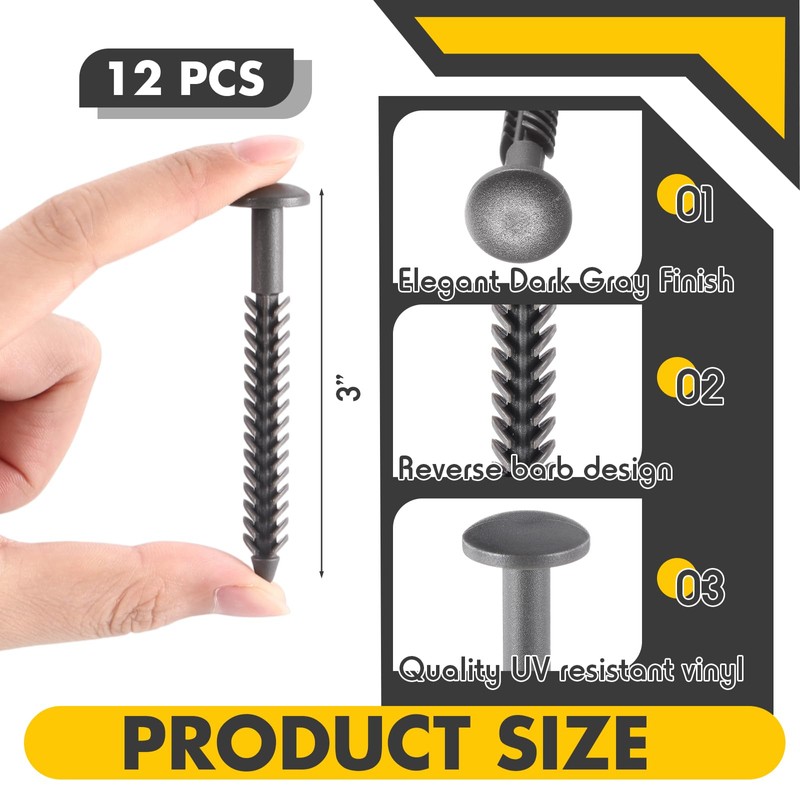 MorningRo 12 Pack Vinyl Shutter Fasteners Plastic Shutter Screws Window