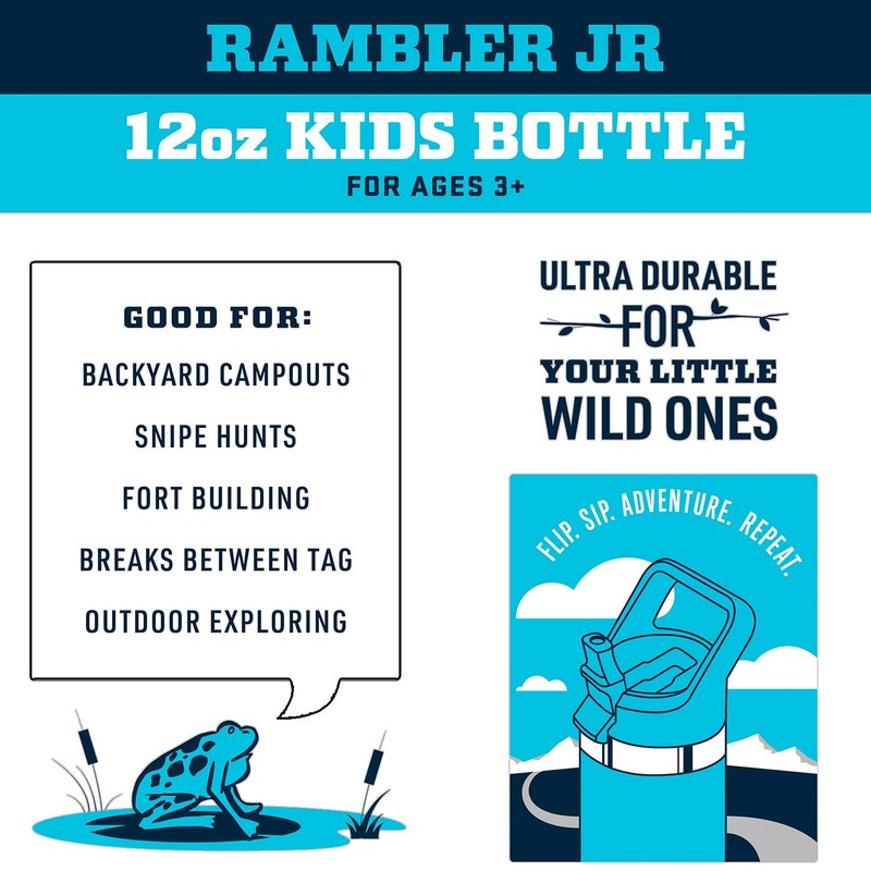 YETI Rambler Jr. 12 oz Kids Bottle, with Straw Cap,