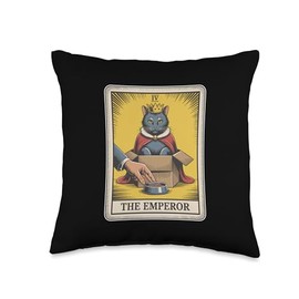 The Emperor Cat Tarot Card Cat In Box Lover Funny Cat Throw Pillow