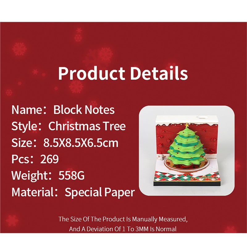Christmas Tree 3D Memo Pad Innovative Paper Carving Art 3D