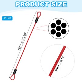PATIKIL 5/32" Dia Vinyl Coated Stainless Steel Cable with Loops, 2 Pcs 2 ft (20") Flexible Wire Rope Security Chain Lanyard Lock for Outdoor Stage Lighting Luggage Lock, Red