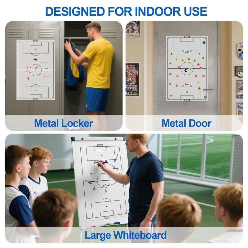 2 Piece Large Magnetic Soccer Coaches Clipboard,White Dry Erase Coaching
