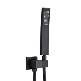 LRVBKUSAV Black square hand shower head, brass High pressure flushing With adjustable water supply elbow Wall mount connector Shower bracket and hose set