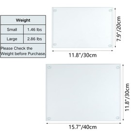 Hacaroa 4 Pack Tempered Glass Cutting Board with Rubber Feet, Rectangle Non-slip Chopping Board, Long Lasting Clear Glass Tray for Kitchen Countertop, Table, Shatter-Resistant, Heat-Resistant, 2 Size