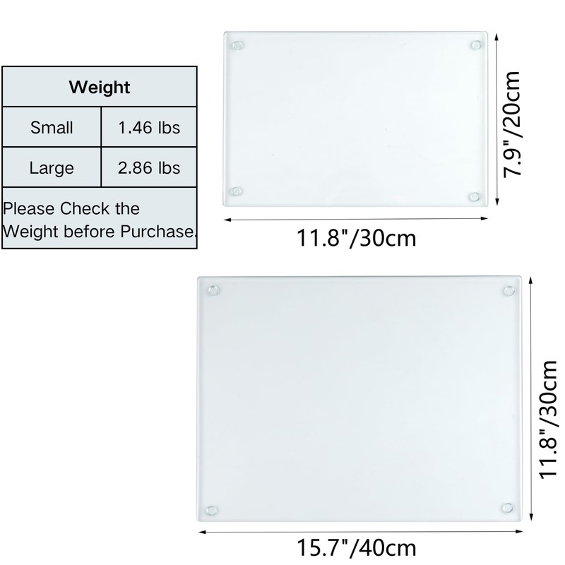 Hacaroa 4 Pack Tempered Glass Cutting Board with Rubber Feet,