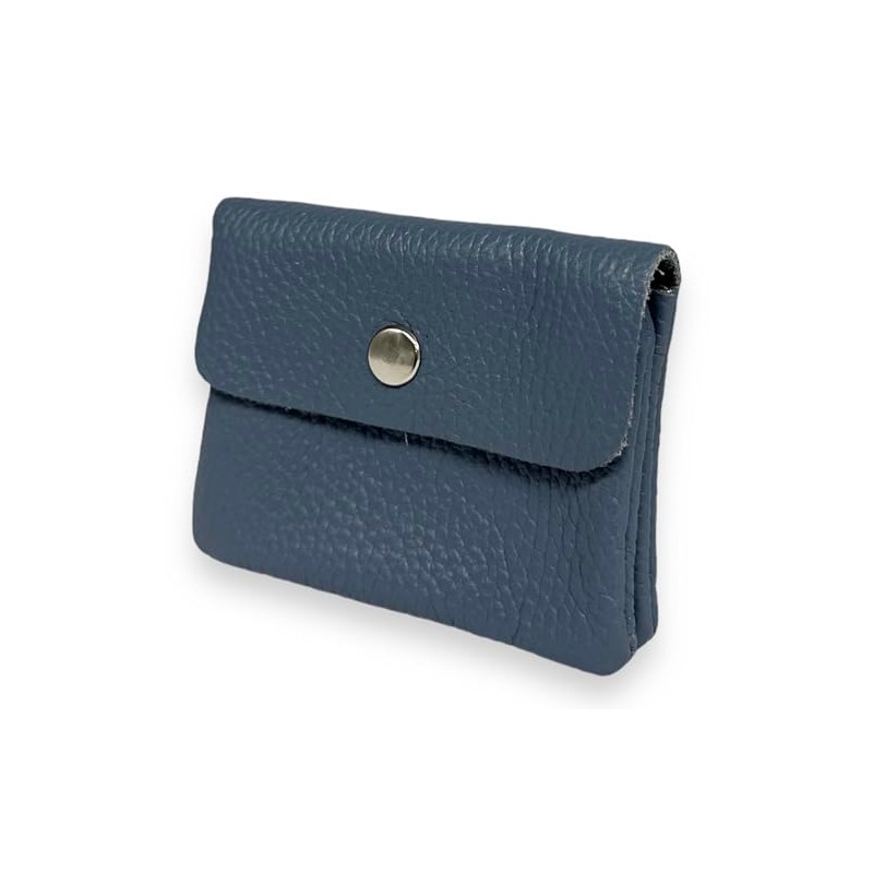 Women's Small Leather Wallet with Coin Compartment and Button Mini