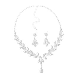 SAFIGLE Crystal Necklace Prom Jewelry Crystals Stunning Pendant Necklaces Pearl Jewelry Pearl Pendant Pearl Necklace for Women Post Earrings for Women Bridesmaid Earrings Prom Suits Silver