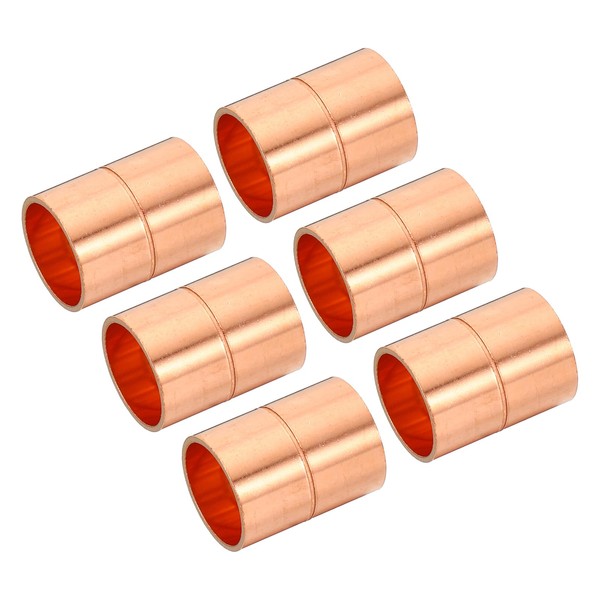 PATIKIL 5/8 Inch ID Straight Copper Coupling, 6 Pack Sweat