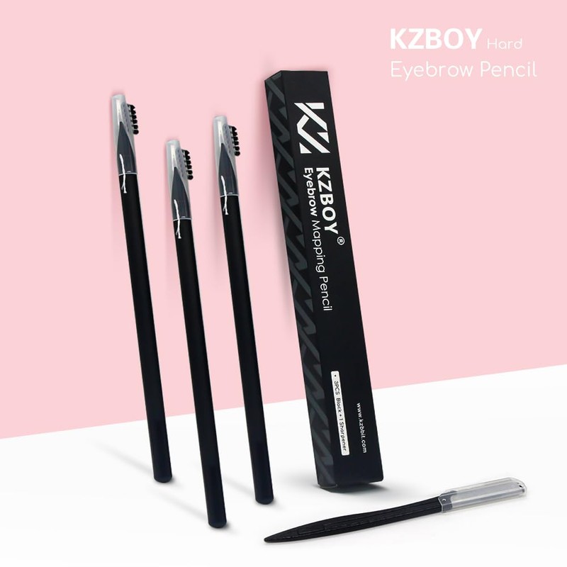 KZBOY Microblading Eyebrow Mapping Pencils with a Sharpener(Black)