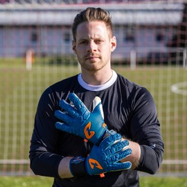 CATCH & KEEP Fly Blue Soul Men's Goalkeeper Gloves Size 11 I Professional Goalkeeper Gloves with Finger Protection, Thumb Support & Thicker Wrist Support