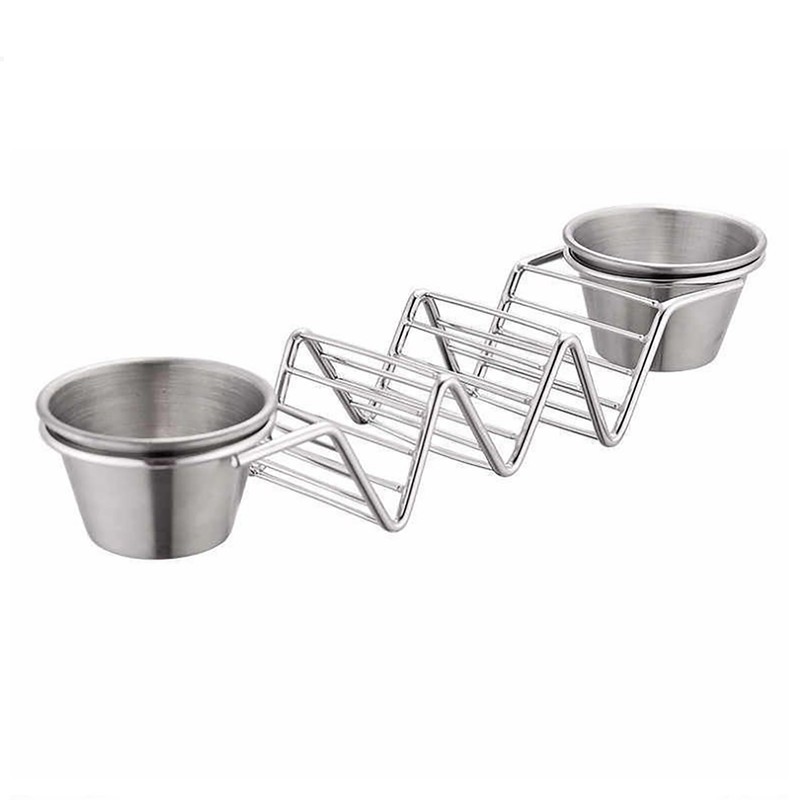 Taco Stand Stainless Steel 3 Grid V Shaped Glossy Taco