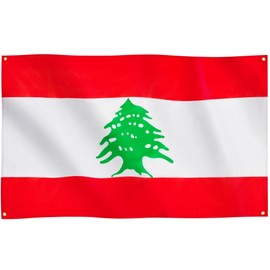 Runesol Lebanon Flag, 91 x 152 cm, 4 Eyelets, One in Each Corner, Lebanese Republic, Phenicia, Lebanon, Premium Flags for Indoor and Outdoor Use, Vibrant Colours