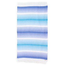 Teema Large Turkish Beach Towel - 100% Turkish Cotton - Sand Free - Fast Drying - Versatile and Multi-Use - The Layers (Blue)