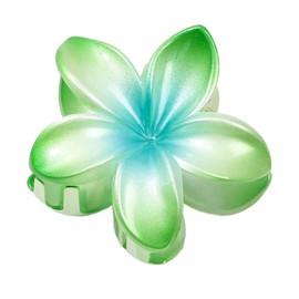 Pack of 2 Plumeria Flower Hair Clips, Hawaiian Claw Clip, Non-Slip Hair Clip, Women, Strong Hold, Claw Clips, Hair Styling Accessories for Women, Girls, Party, Beach, Pool, Holiday, Green
