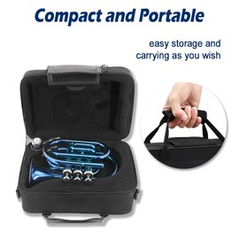 YoungMonic Musical Bb Standard Pocket Trumpet for Lacquered Copper Trumpet with 7 C Mouthpiece, Hard Case and Mouthpiece (Blue01)