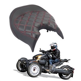 Kiawnia Driver Solo Seat Driver Comfort Seat Fit for Can Am Ryker 600 Ryker 900 2019-2023 black leather side panels and diamond double line stitching Replace 219400795 (Black w/red stitching)