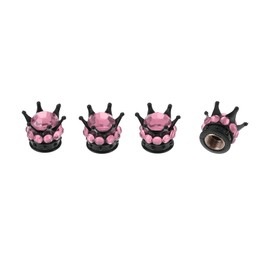 HEROFFIX 4 Pcs Decorative Tire Valve Stem Caps 15mm Tyre Valve Dust Covers for Most Cars Truck Black Pink ABS Copper