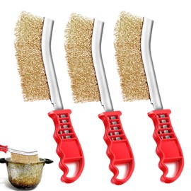 Pack of 3 Brass Brush Grill, Grill Brush Brass, Wire Brush Brass, Small Wire Brushes with Bristles Made of Stainless Steel Brass, Brass Grill Brush for Cleaning Grill Rust Oil Stains Painting Dust