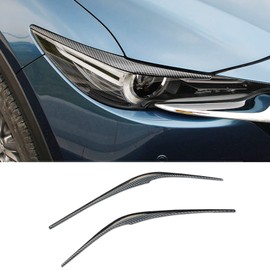 KELEIMAI Car Accessories Fit for Mazda CX-5 CX5 2018-2023 2024 2025 Exterior Front Headlights Lamps Eyebrow Cover Trim Strip (Carbon Fiber Style) ABS 2 PCS
