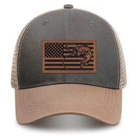 IORTY RTTY Mens Fishing Gifts American Flag Hat Mens Fathers Day Christmas Birthday Gifts Trucker Fishing Hat for Dad Grey-Green