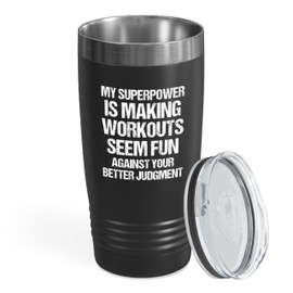 Personal Trainer Tumbler 20oz Black -My superpower is - Personal Trainer Gifts Fitness Instructor Health Coach Sports Coach Athletic Trainer Gift Gym For Man Woman