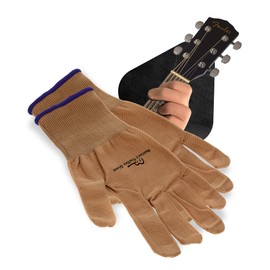 Musician's Practice Glove - 2-Pack Guitar Gloves for Women and Men, Fingertip Protectors for Playing String Instruments, Hand Issues and More, Nylon Thin Gloves for Indoor/Outdoor Gigs, XL, Beige