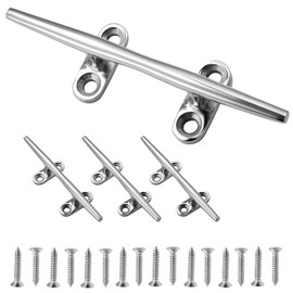 CHANGE MOORE 4 inch 316 Stainless Steel Boat Cleat, Boat Cleats Dock Cleats Open Base 4 Pack with 16 Screws, Cleats for Boat, Rope Cleat Boat Mooring Cleat for Boat/Yacht/Deck