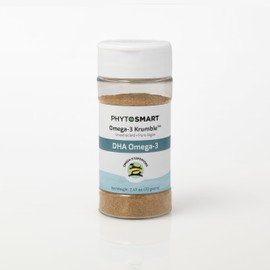 PhytoSmart Omega-3 Krumble DHA for Pets, in 70 Gram Shaker Top Jar. Pure Un-extracted Marine Micro-Algae, Providing Pets Complete Whole Food derived Essential Fatty Acids for Total Body Support.