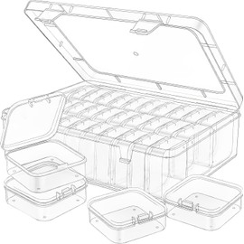 Bead Organizer Box, Clear Plastic Bead Storage Cases with Hinged Lid, Mini Rectangle Containers for Bracelet Making, DIY Jewelry Craft, and Nail Accessories 31Pcs.