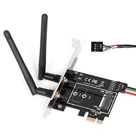 Adaptador de Tarjeta de Red inalámbrica M.2 NGFF a PCI-E 1X WiFi Convertidor de Tarjeta de Red PCI-E M.2/NGFF Adaptador pasivo con Antena de Doble Banda 2.4/5G