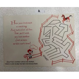 Vintage 1970 Cowboy + Happy Birthday Activity Card + Envelope - CHOICE - Unused