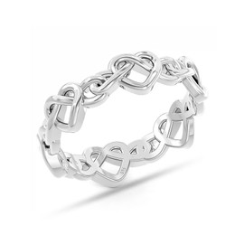 LeCalla 925 Sterling Silver Heart Knot Rings for Women Hypoallergenic Ring for Teens Size - 8