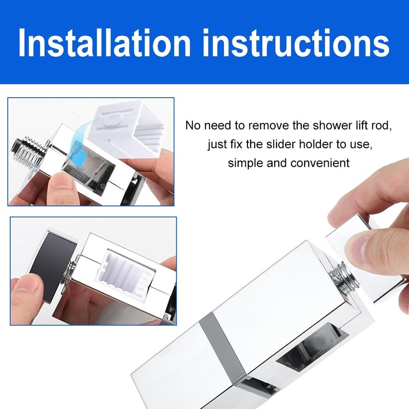 Adjustable Shower Bracket, Shower Head Holders, No Drilling Slip-On Design