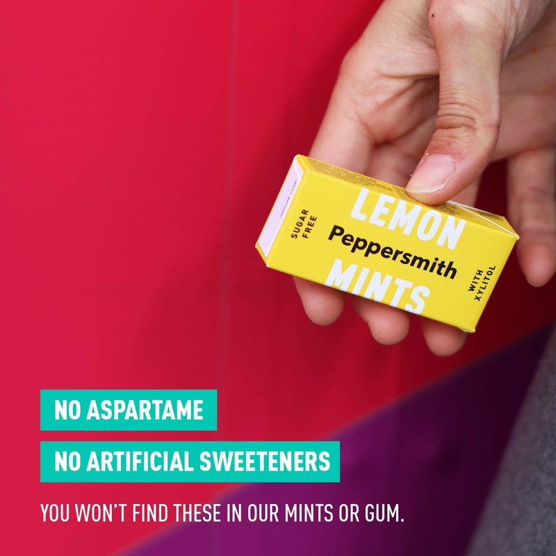 Peppersmith 100% Xylitol Mints, Sicilian Lemon and Fine English Peppermint,