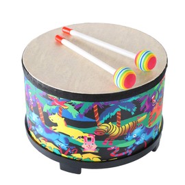 Musfunny Floor Tom Drum Percussion Music Instrument, 10 inch Montessori Gathering Club Drum with 2 Mallets for Special Christmas Birthday Gift (10 inch)