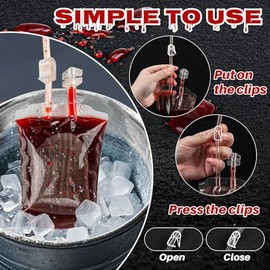 RAINFLOW - Bolsas de sangre de Halloween para bebidas, bolsas de sangre de Halloween, suministros para fiestas, bolsa de sangre de Halloween, bolsa de