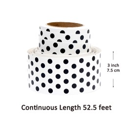 Youngever 16M Bulletin Board Borders Confetti Border for Classroom Decoration (White Polka Dot Design)