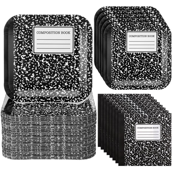 Havawish 100 Pcs Back to School Composition Notebook Paper Plates