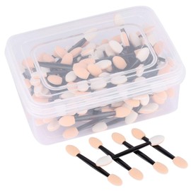 150 Eye Shadow Applicator Disposable Foam Makeup Brush Sponge Tipped Oval Eyeshadow Applicators Dual Sides with Container