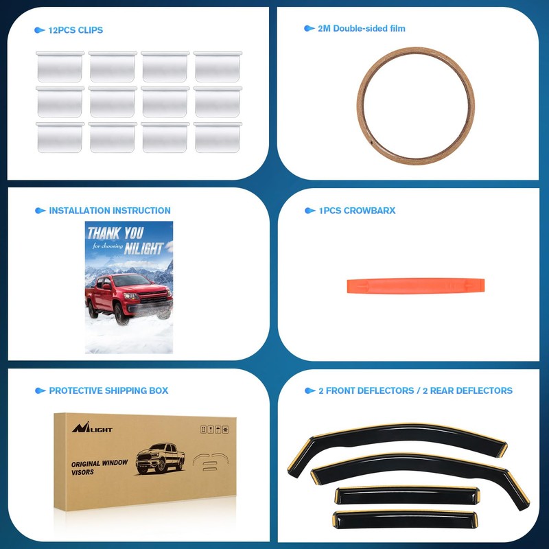 Nilight in Channel Durable Rain Guards for Toyota RAV4 2019