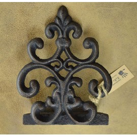 Lulu Decor, Cast Iron Fleur De Lis Door Stop, Door Stopper in Antique Black Finish, Beautiful and Useful Product (2 Piece)