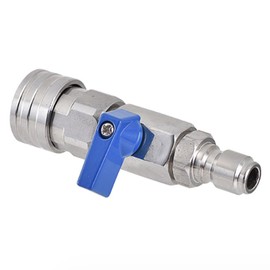 Barbuly 1 Piece High Pressure Washer Ball Valve Kit 3/8 NPT Quick Connector 4500 PSI Silver&Blue Metal High Pressure Washer Ball Valve for Power Washer Hose