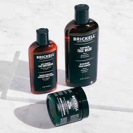 Brickell Men's Daily Advanced Face Care Routine I - Gel Facial Cleanser Wash + Face Scrub + Face Moisturizer Lotion - Natural & Organic